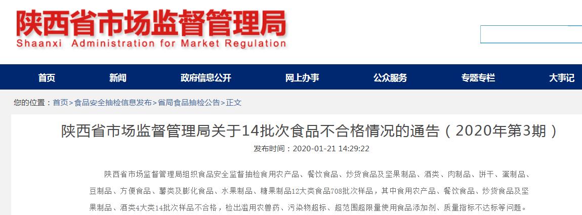 小马批发的鸽子小付店的鱼等14批产品不合格