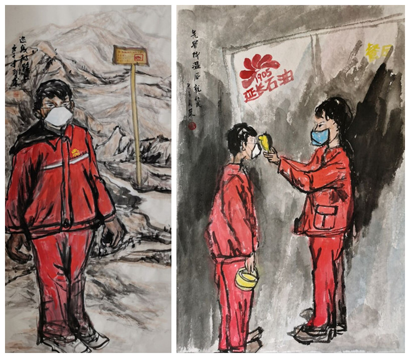 延长石油职工手绘漫画宣传疫情防控