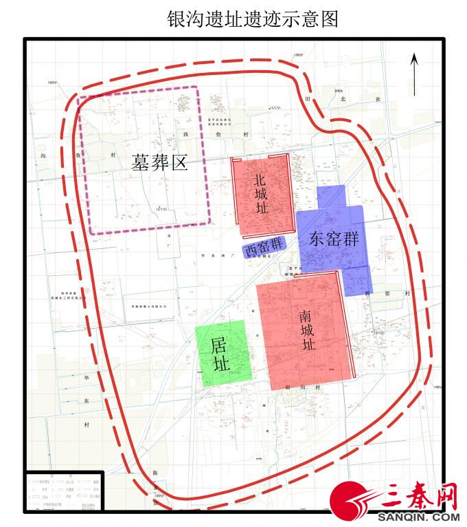 银沟遗址平面分区图