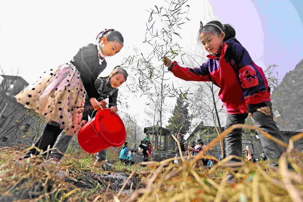 竹报平安·寄语春天 三秦都市报植树活动栽下千棵爱心竹