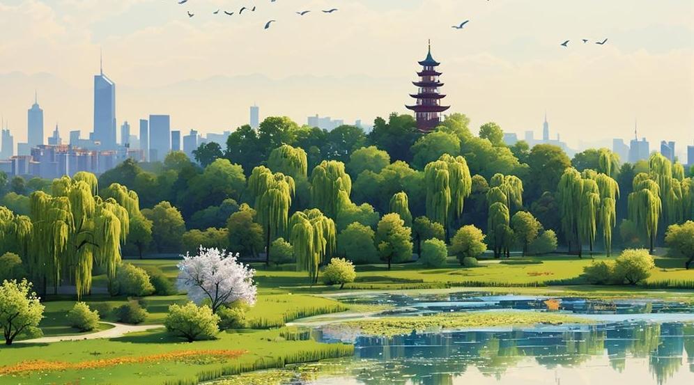 AI时政画报｜滹沱碧柳