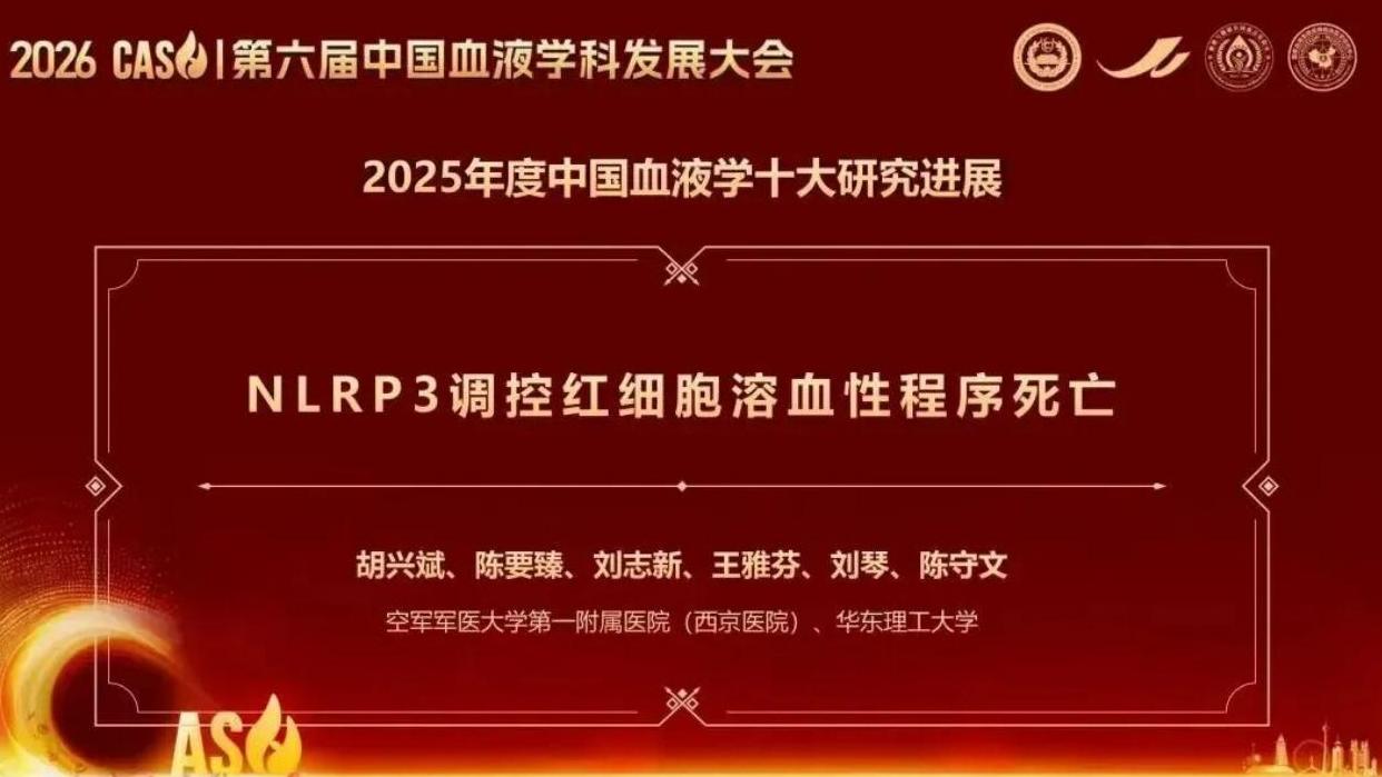 西京医院胡兴斌团队研究成果入选“2025年度中国血液学十大研究进展”