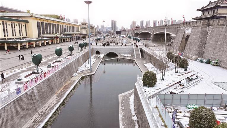 西安護城河水系70余年后全線貫通