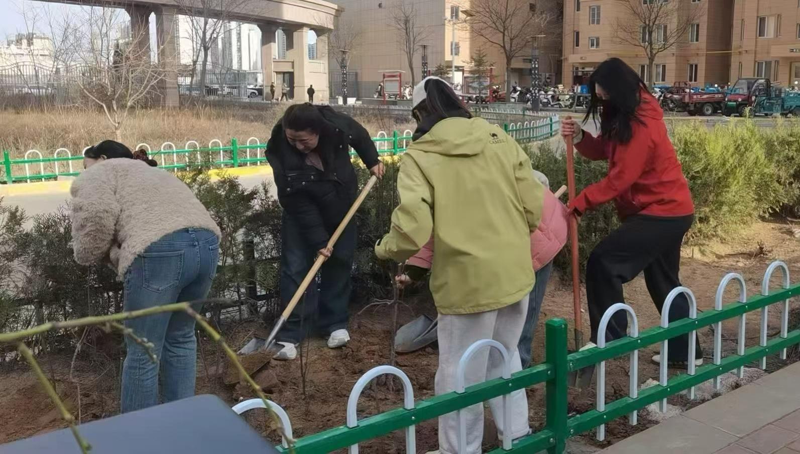 靖边这个小区上演春日“植”播间
