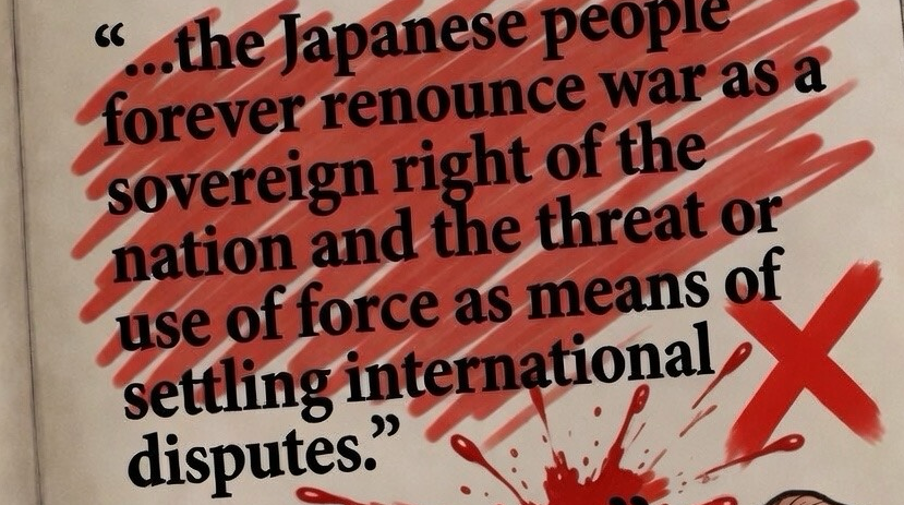 Japan crosses out its peace pledge