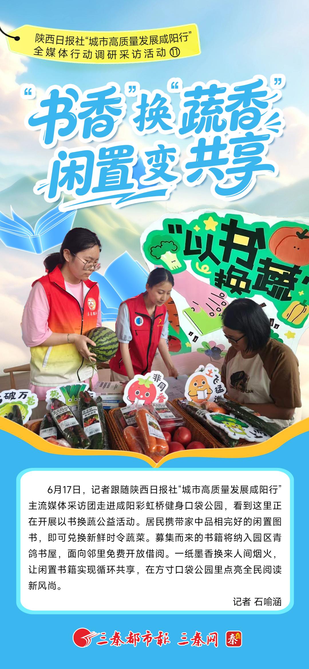 陕西日报社“城市高质量发展咸阳行”全媒体行动调研采访活动⑪“书香”换“蔬香”  “闲置”变“共享”